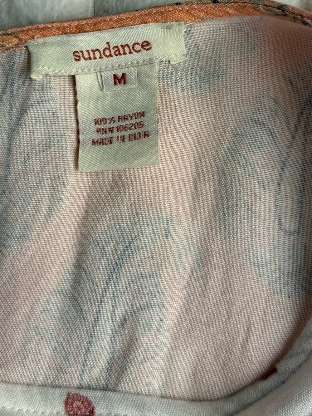 Sundance Patterned Rayon Tunic Top Keyhole Back M - Picture 6 of 10